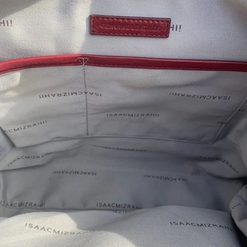 Isaac Mizrahi Pebble Leather Satchel Handbag bordeaux
